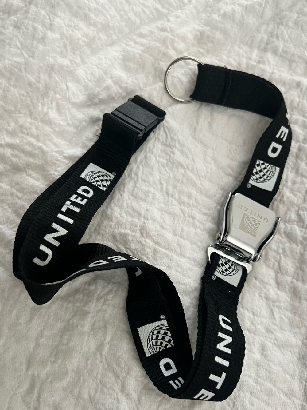 United Seatbelt Black Logo Lanyard with Metal Buckle